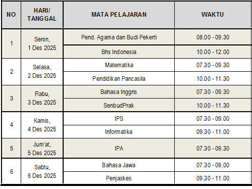 jadwal asas
